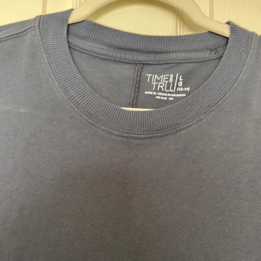 Time and Tru Blue Gray Tshirt Dress 100% Cotton - Picture 2 of 5